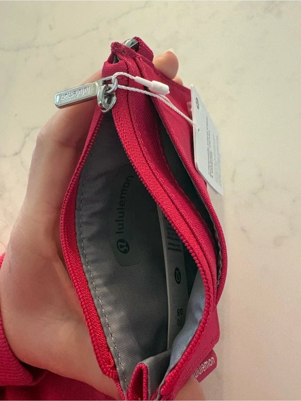 lululemon athletica Red Clippable Card Case with Zip and Clip